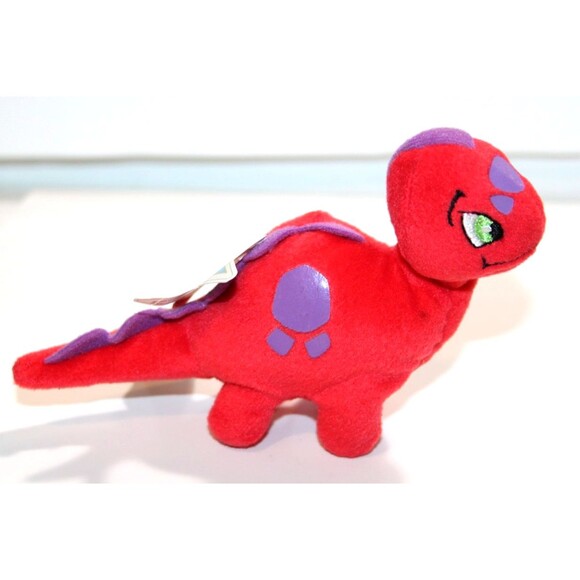 McDonalds Neopets Red Chomby Dino Plush Toy Figure 2004 Star Tag 4" Mini Figure - Picture 1 of 6